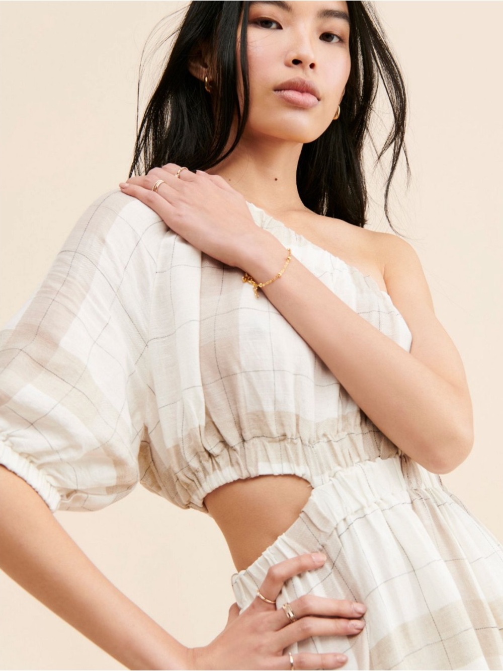 Anthropologie LITTLE LIES Aubrey One-Shoulder Cutout Maxi Dress XS